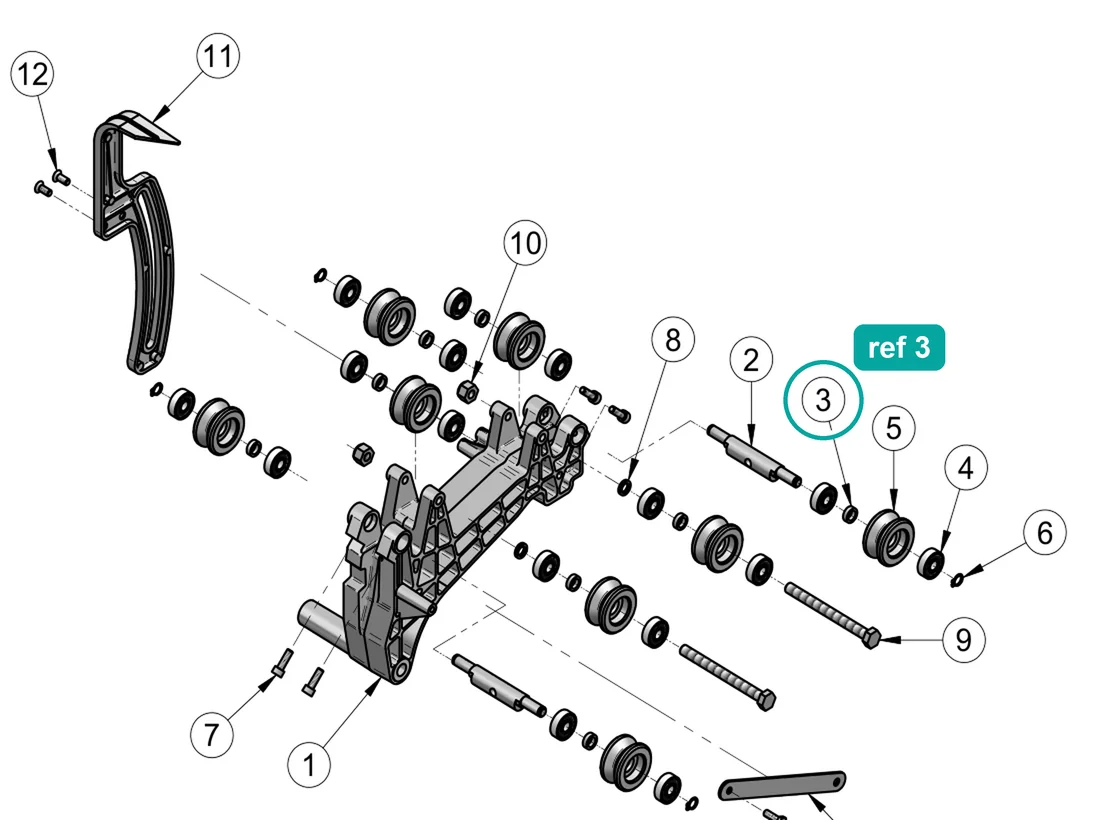Spacer bracket, ref 3, on the IMER Combicut 200 VA drawing
