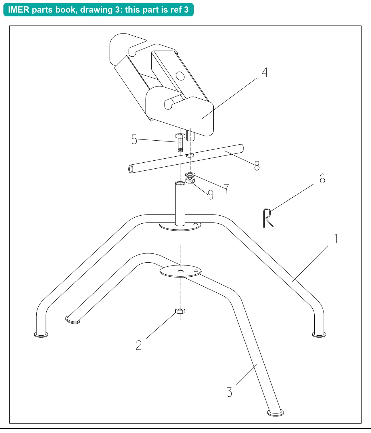 Internal Leg for IMER Wheelman (IMER parts book drawing 3, ref 3)