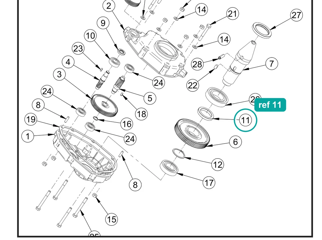 Gear box spacer, ref 11, on the IMER Syntesi 190 EL drawing