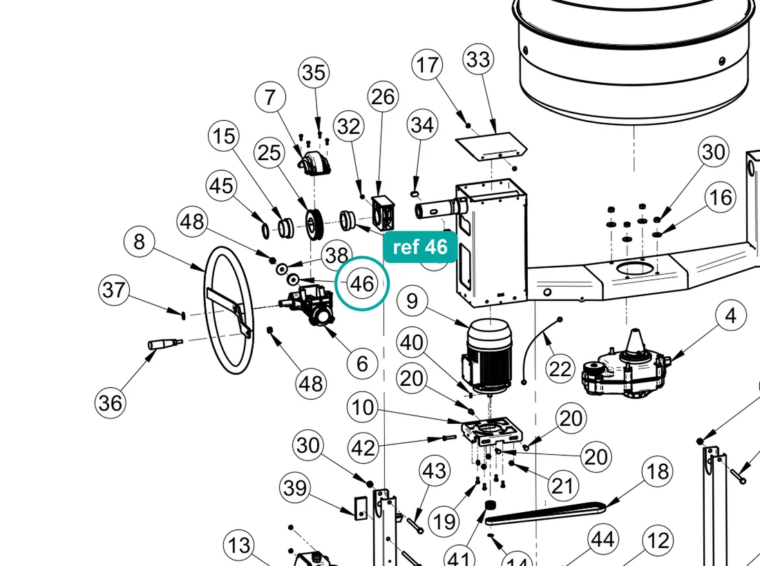 Shock absorber (ref 46) highlighted on an IMER parts-book drawing – part 3208790