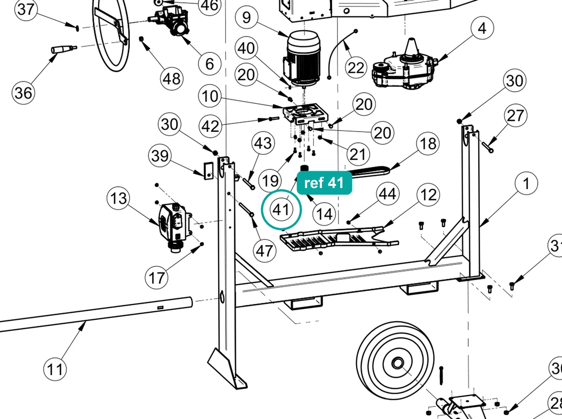 Pulley (ref 41) highlighted on an IMER parts-book drawing – part 3208828