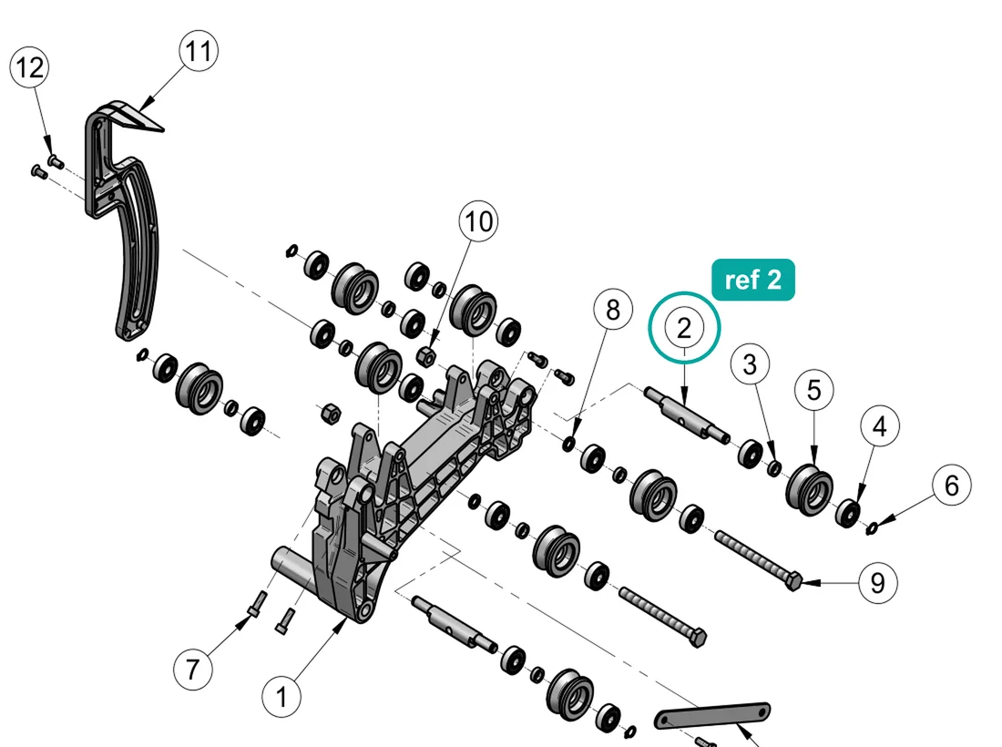 Cam (ref 2) highlighted on an IMER parts-book drawing – part 3210032