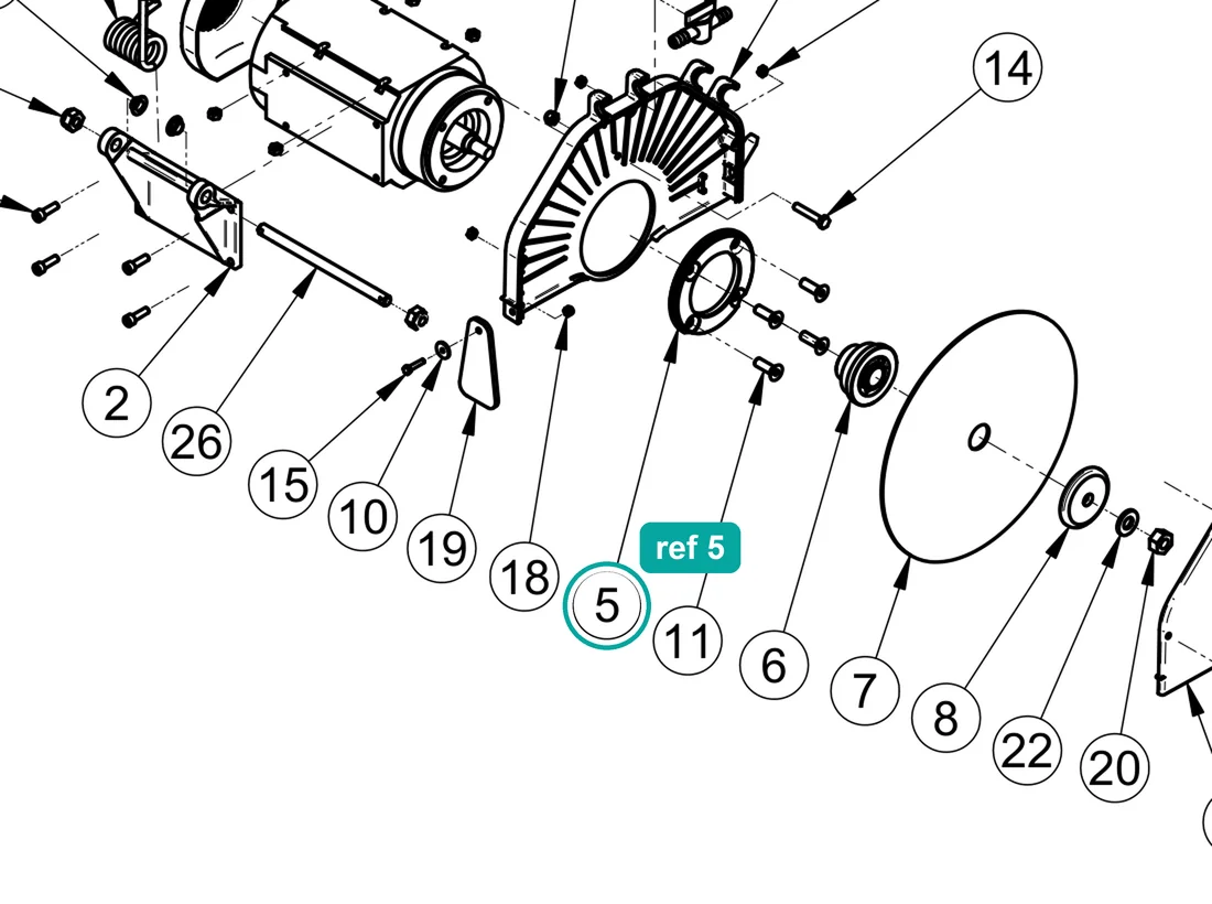 Spacer bracket (ref 5) highlighted on an IMER parts-book drawing – part 3210043