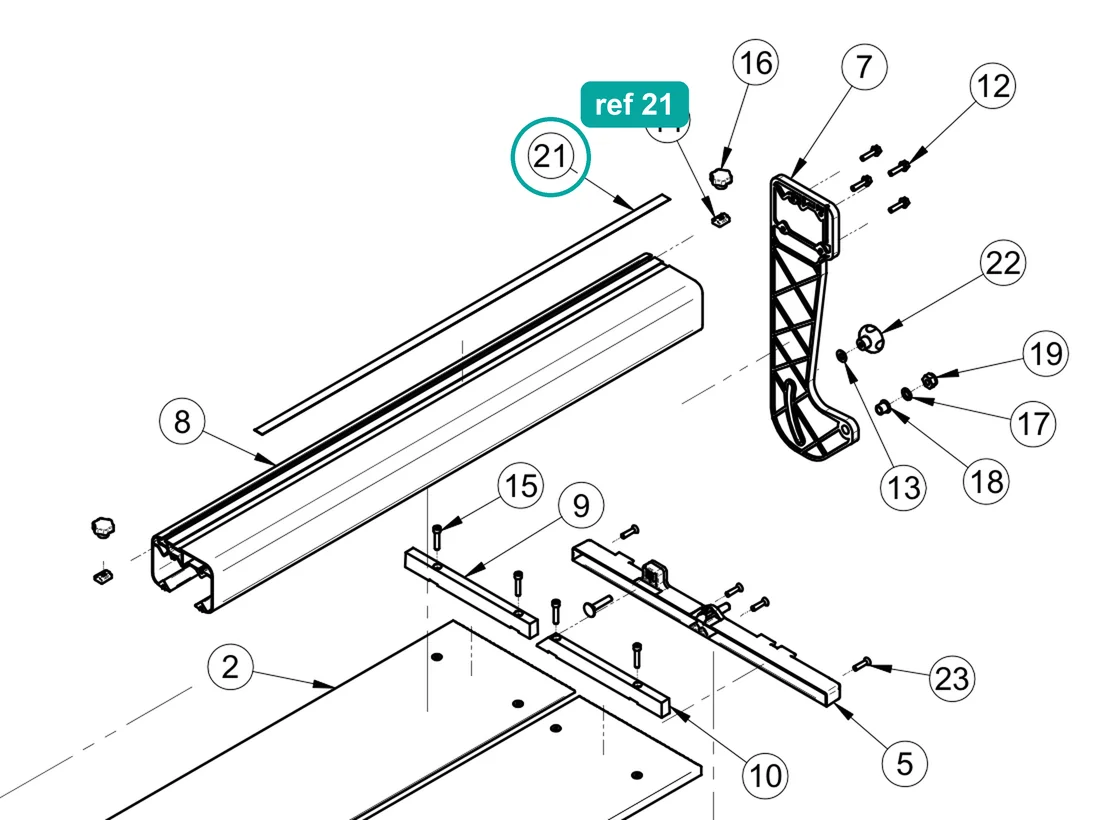 Millimetered Strip for IMER Combicut 200 VA and Combicut 250 VA — IMER parts diagram, ref 21