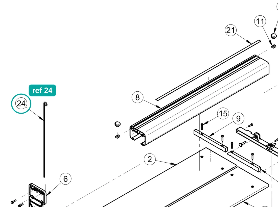 Rod, ref 24, on the IMER Combicut 200 VA drawing