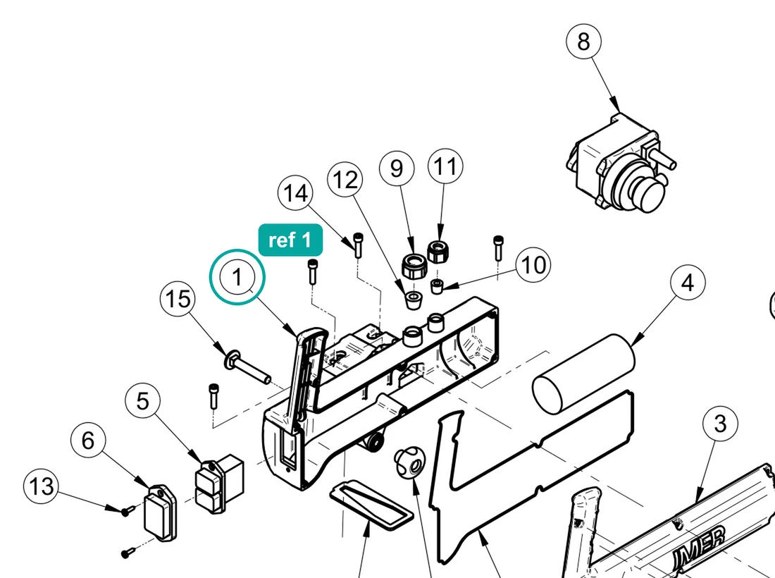 Junction box, ref 1, on the IMER Combicut 200 VA drawing