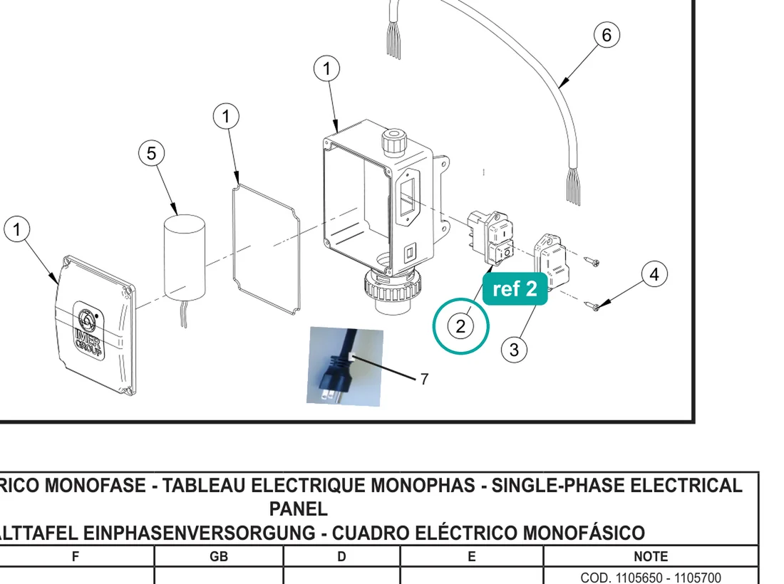 Switch for IMER Mixers — IMER parts diagram, ref 2
