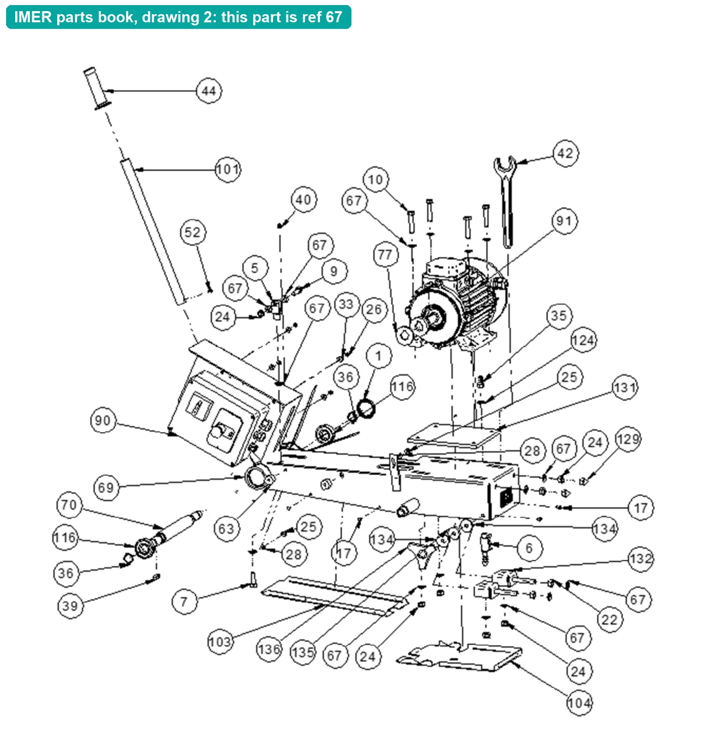 Washer 6592 D.13x24 Z for IMER Masonry 750 Plus (IMER parts book drawing 2, ref 67)