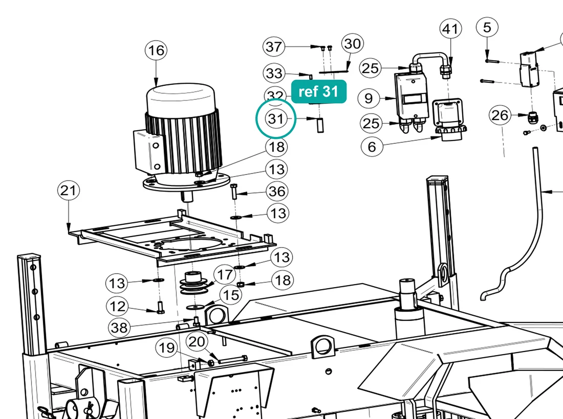 Pin, ref 31, on the IMER Mix 360 drawing