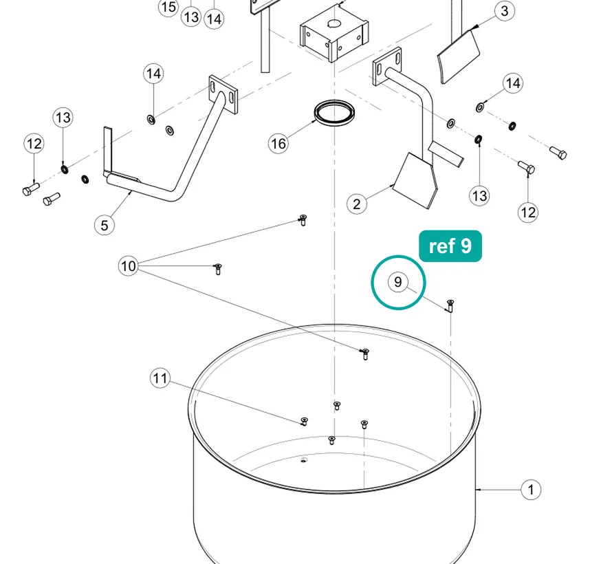 Bolt UNI 5933 M8x30 for IMER Mix 360 and Step-Up 120 — IMER parts diagram, ref 9