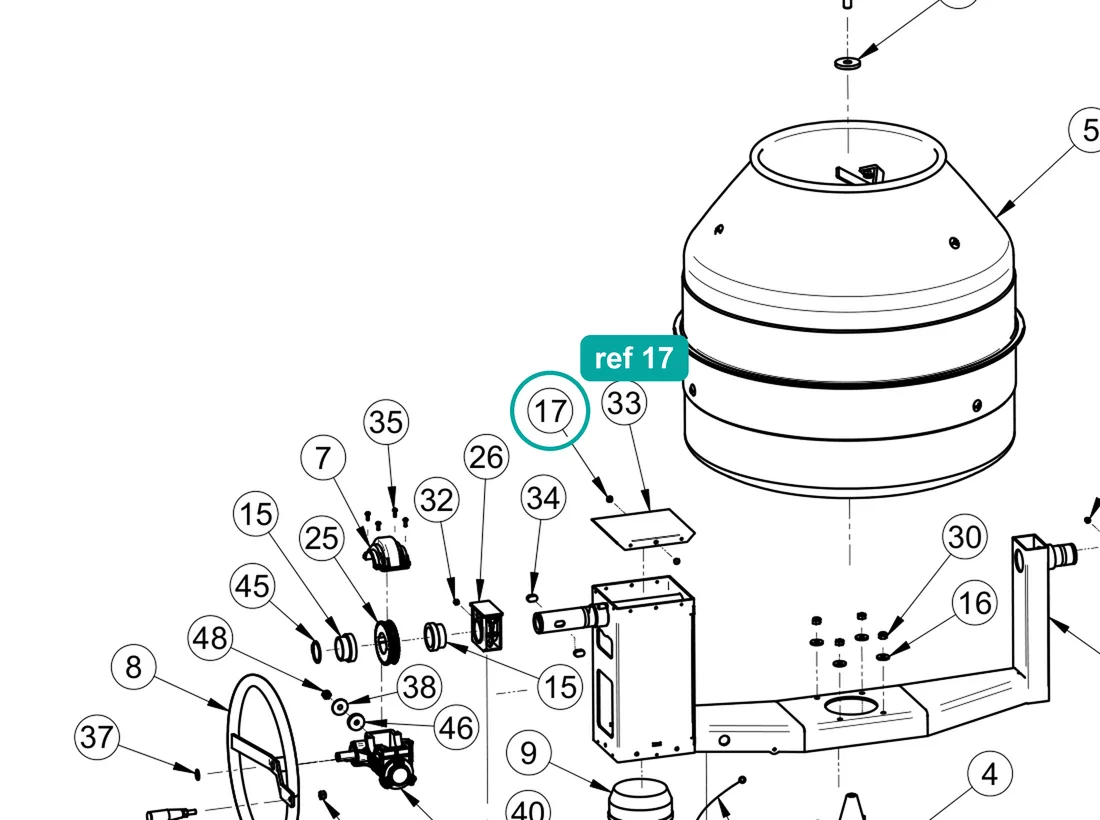Rivet stavex 4.8 (ref 17) highlighted on an IMER parts-book drawing – part 3211175