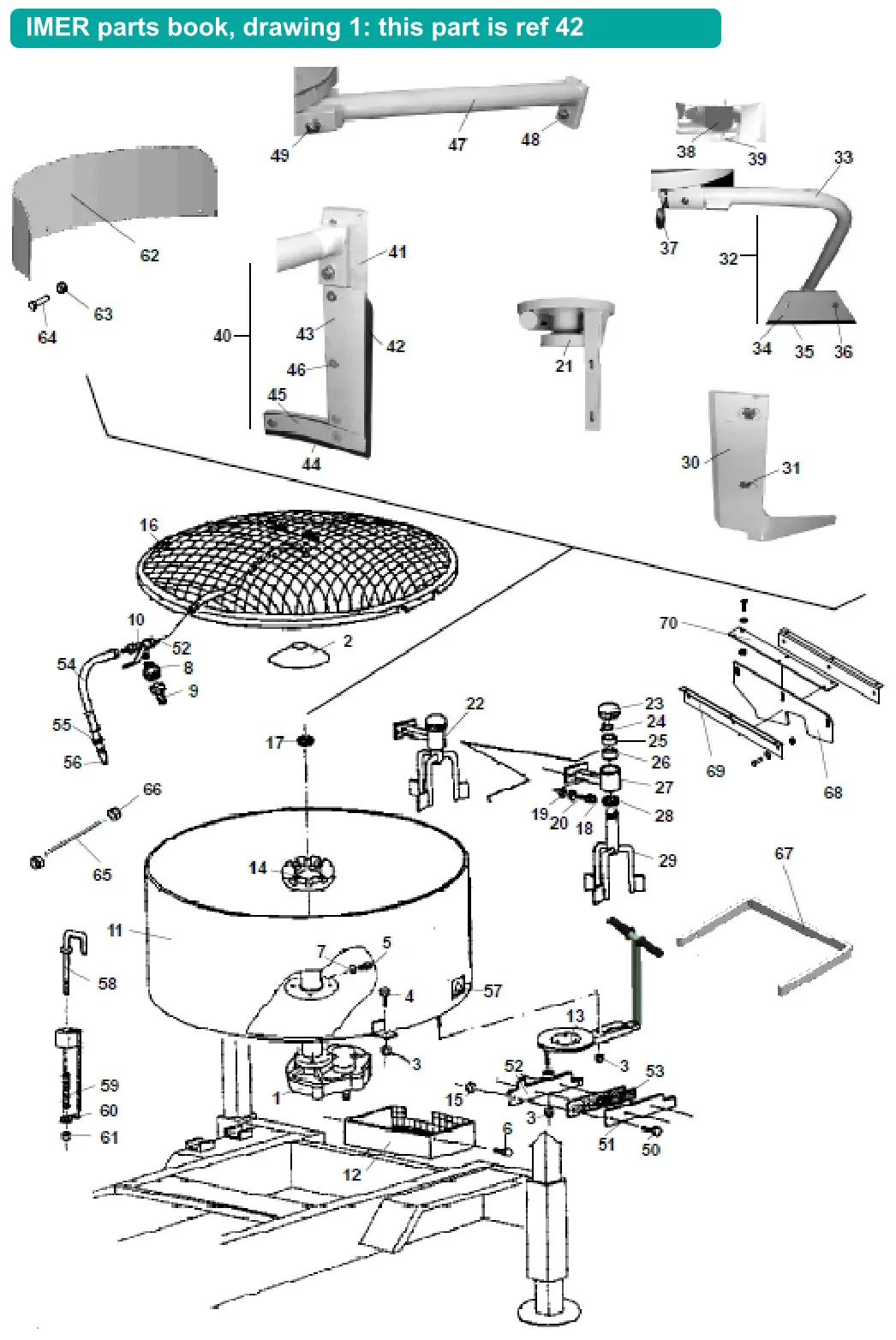 Paddle Rubber for IMER Mix 750 (IMER parts book drawing 1, ref 42)