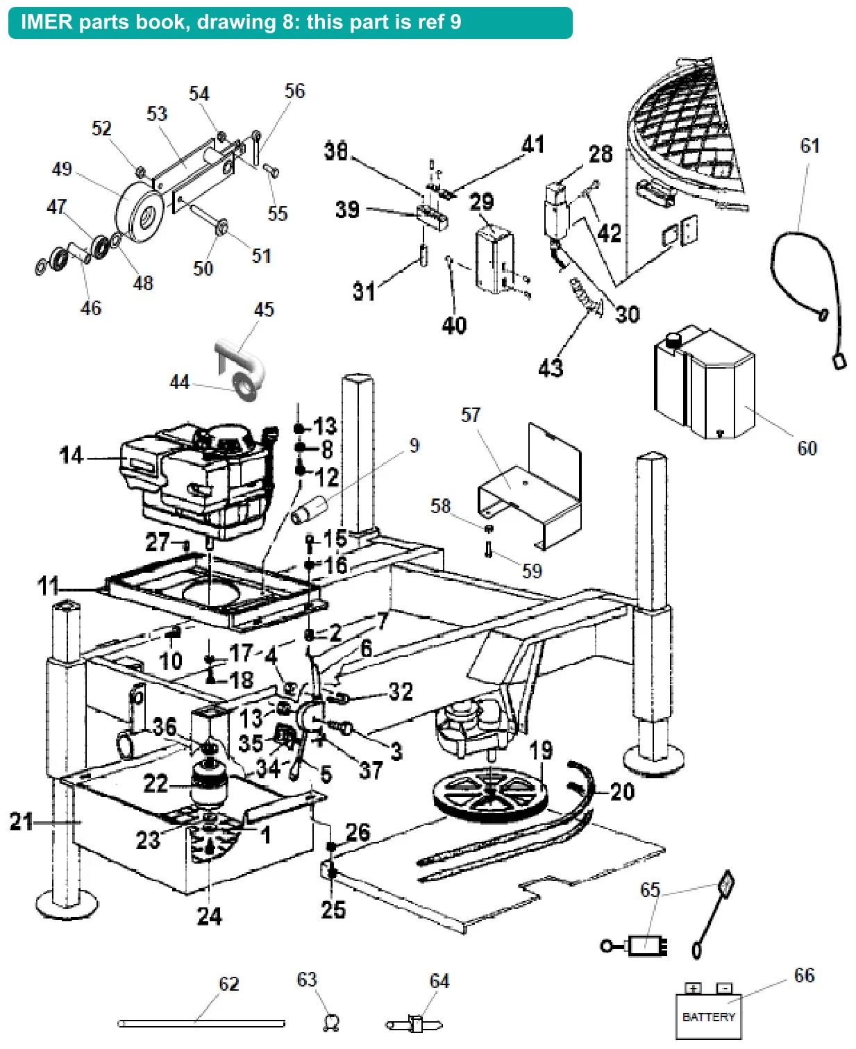 Oil Drain Tube for IMER Mix 750 (IMER parts book drawing 8, ref 9)