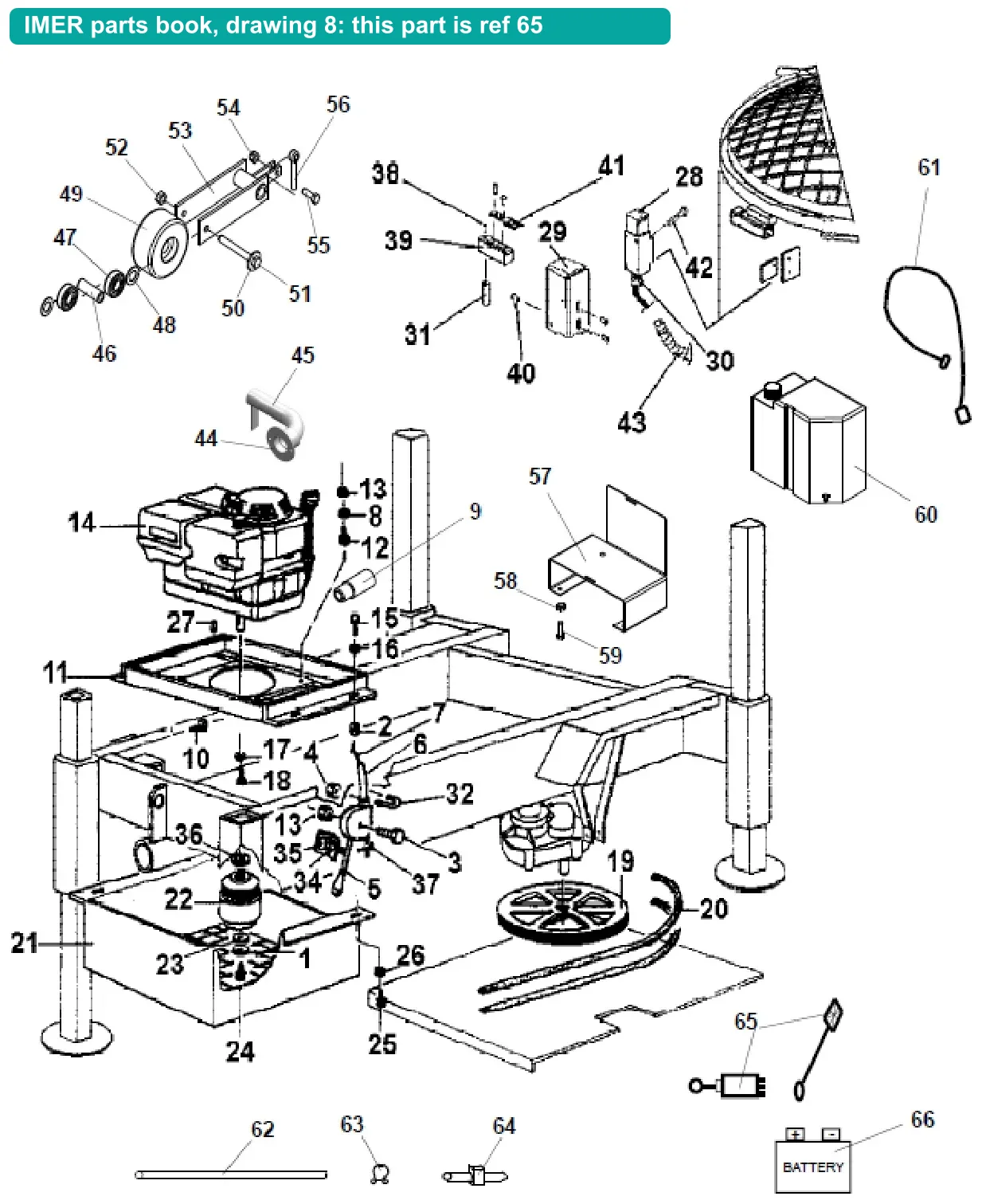 Combustion Engine Electric Ignition Kit for IMER Mix 750 (IMER parts book drawing 8, ref 65)