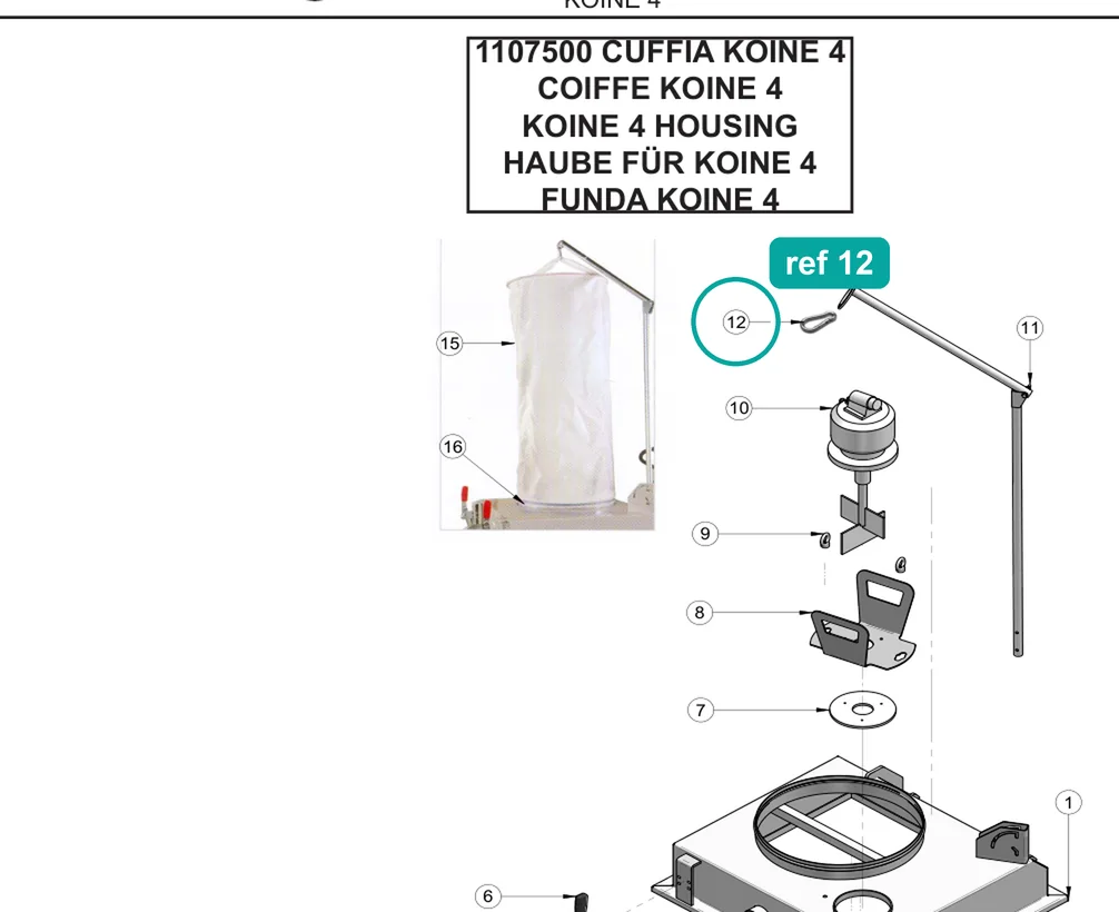 Snap Hook for IMER Koine 4 — IMER parts diagram, ref 12