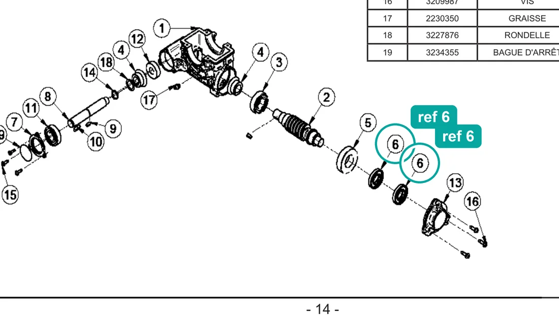Drum reduction unit oil seal ring 47×17×7 (ref 6) highlighted on an IMER parts-book drawing – part 3213811