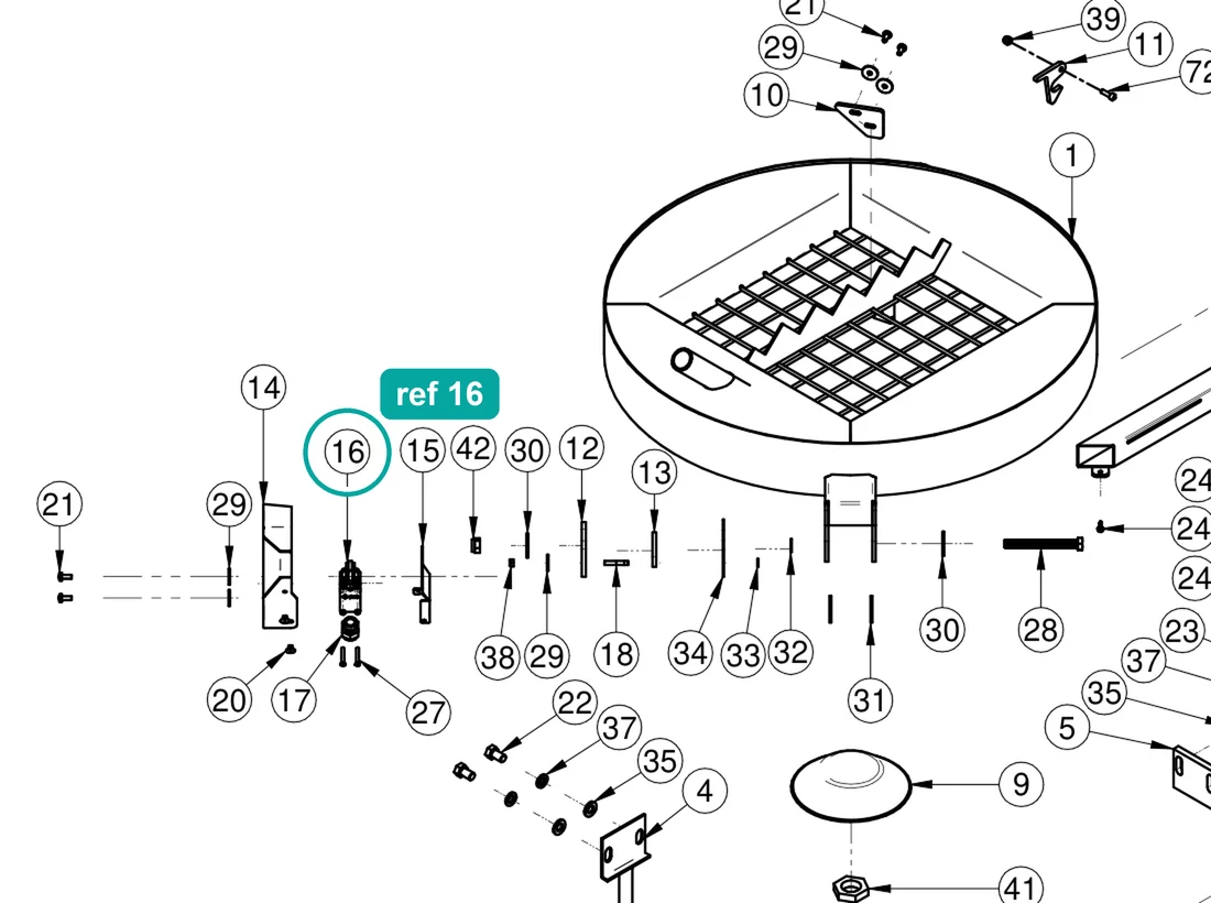Limit switch (ref 16) highlighted on the IMER Mortarman 120 Plus parts diagram, Tank – part 3214791