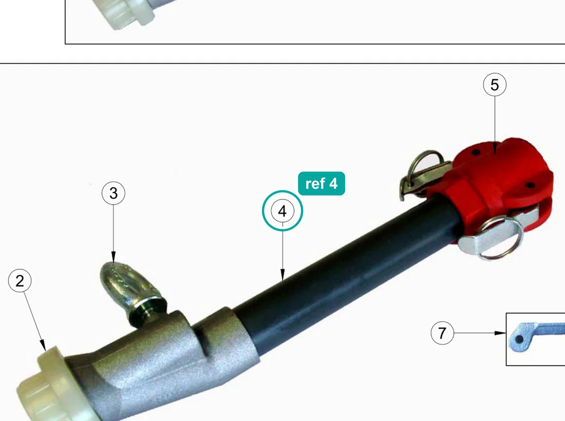 Plastic hose for spray jet 1" (ref 4) highlighted on the IMER Koine 4 parts diagram, Spray Jet – part 3223348