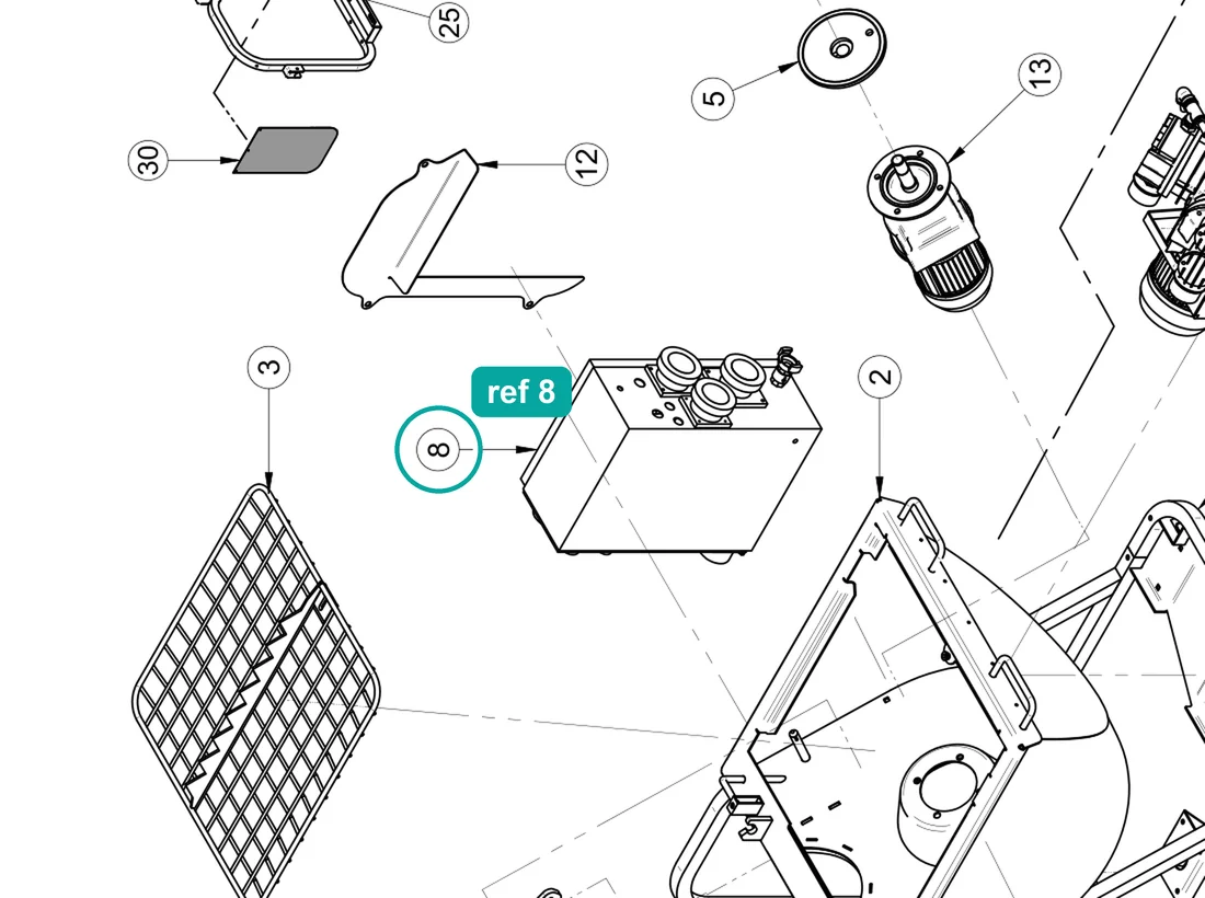 Electrical panel (ref 8) highlighted on the IMER Koine 4 parts diagram, Machine Structure – part 3223420