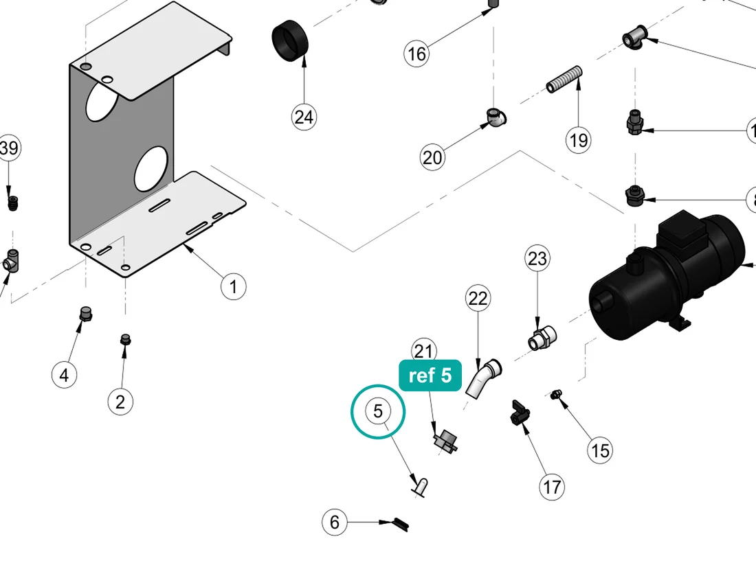 Filter (ref 5) highlighted on an IMER parts-book drawing – part 3223639