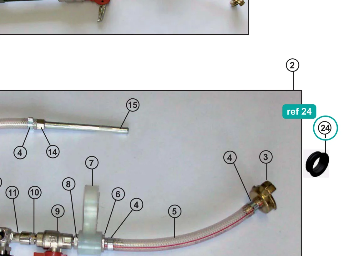 Quick coupling gasket (ref 24) highlighted on an IMER parts-book drawing – part 3223697