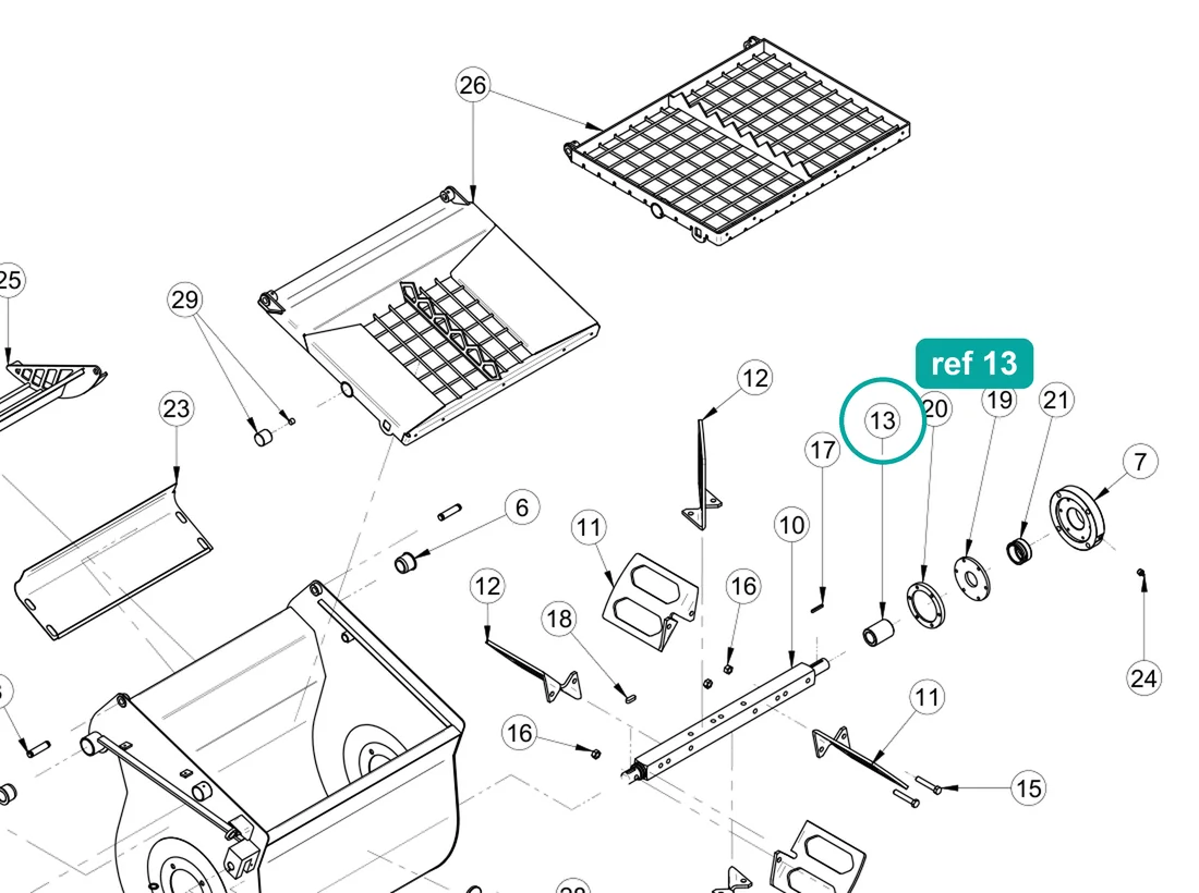 Bushing Blind Side for IMER Prestige 300 and Booster 15 — IMER parts diagram, ref 13