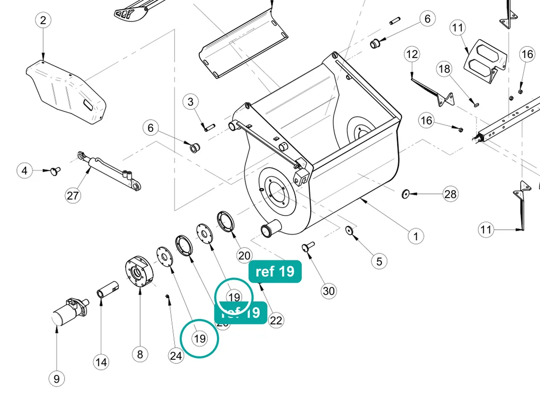 Seal D.48 (ref 19) highlighted on the IMER Prestige 300 parts diagram, Mixing Machine – part 3224315