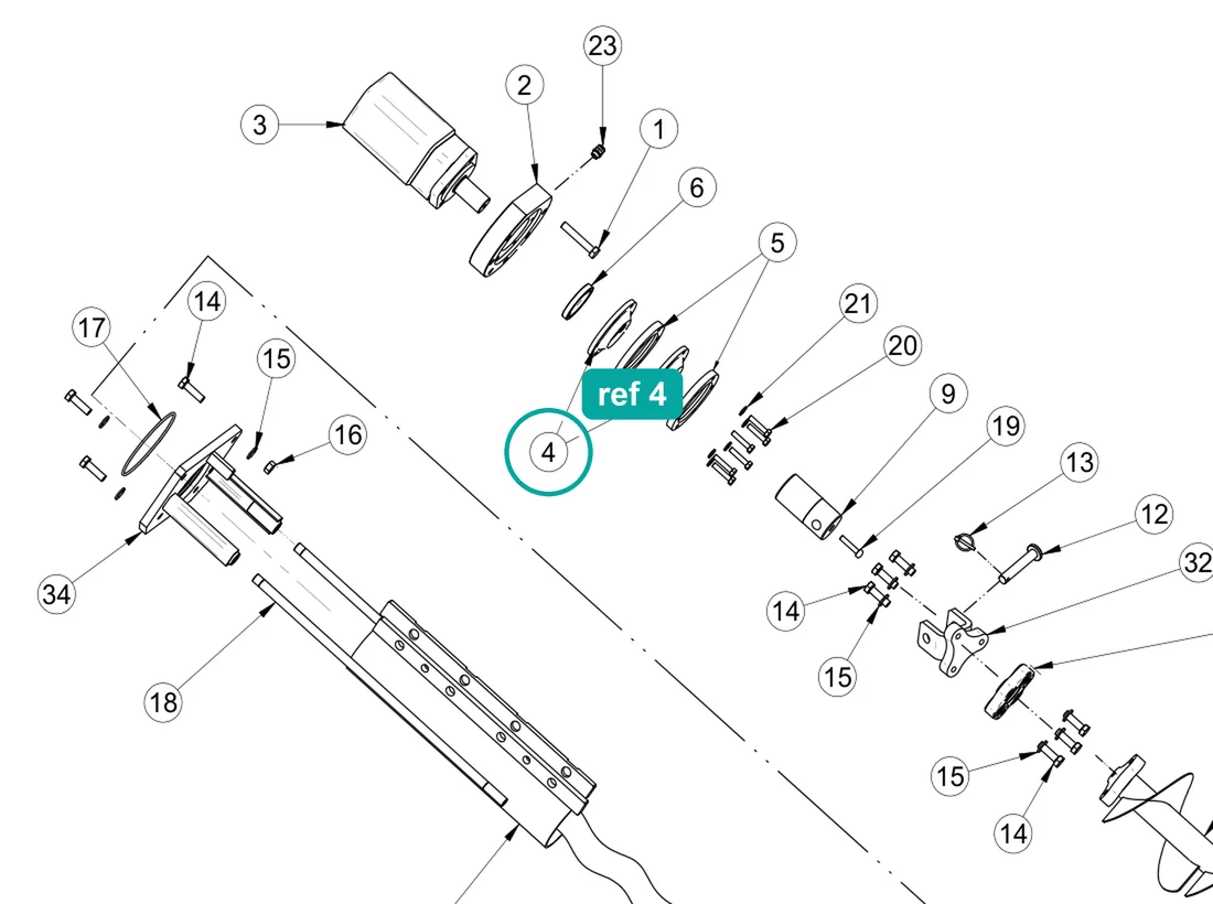 Seal (ref 4) highlighted on an IMER parts-book drawing – part 3224337