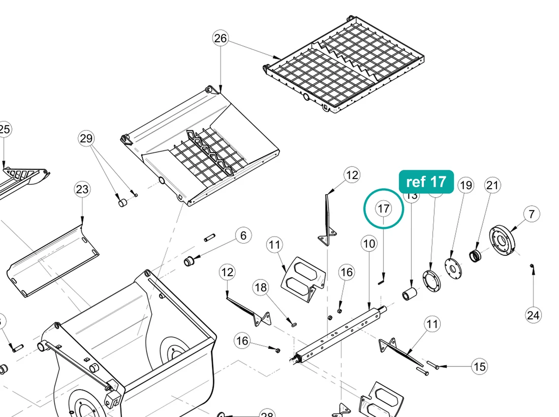 Key 3x5x40 for IMER Prestige 300 — IMER parts diagram, ref 17