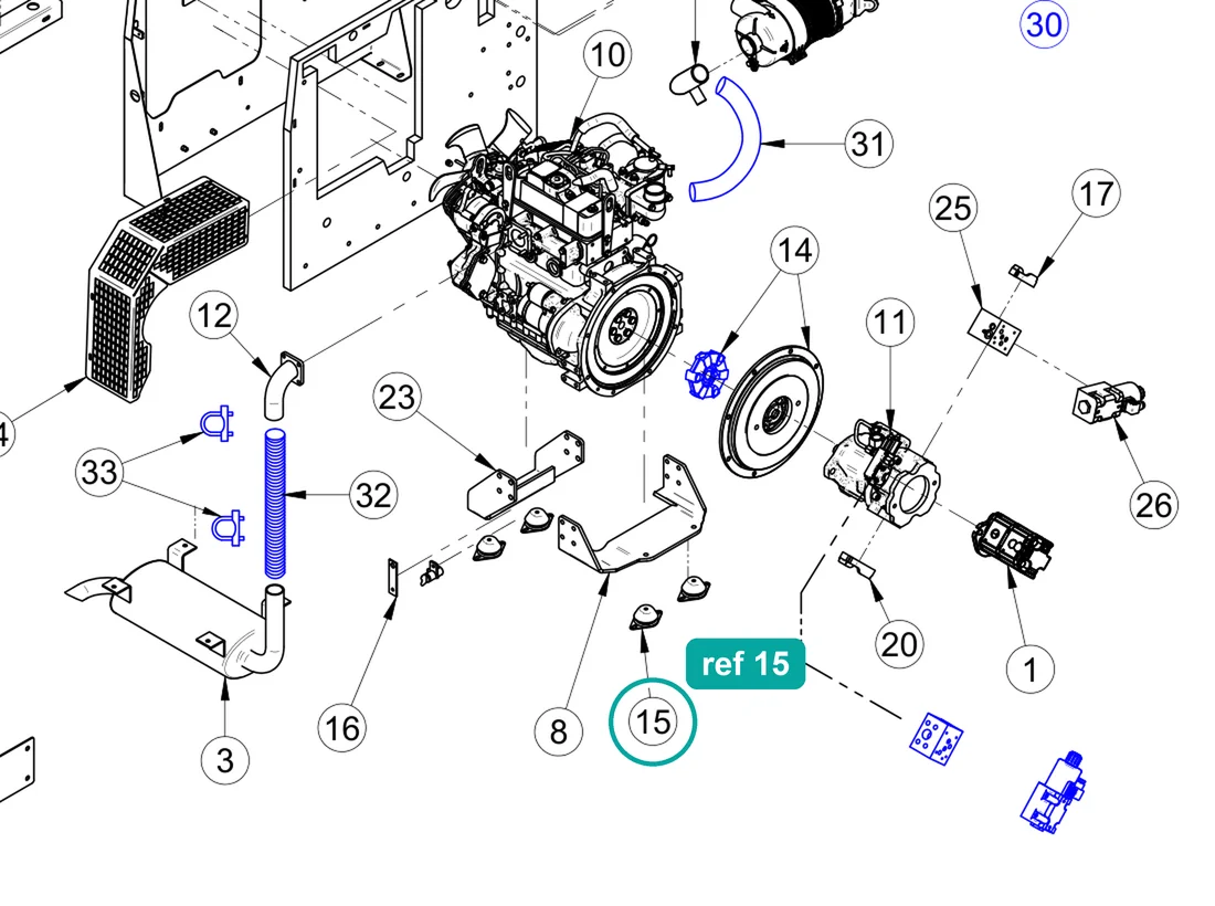 Bell vibration damper supports, ref 15, on the IMER Booster 15 drawing