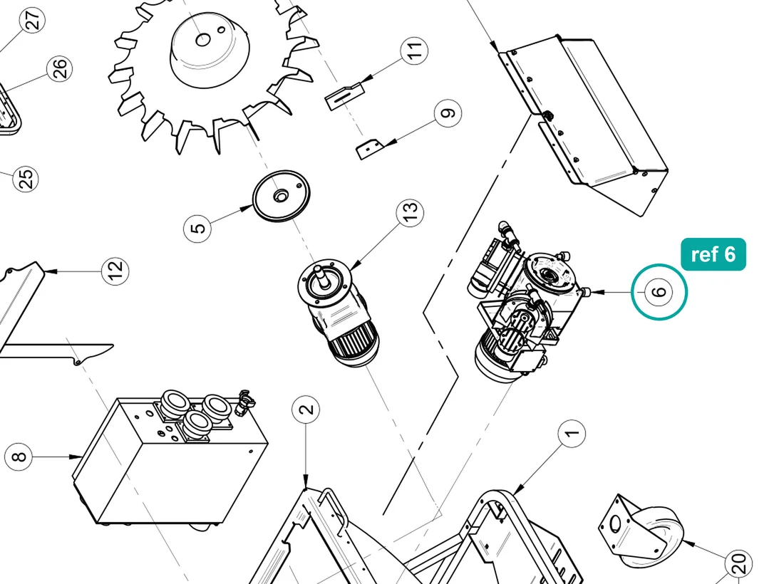 Compressor (ref 6) highlighted on the IMER Koine 4 parts diagram, Machine Structure – part 3224528