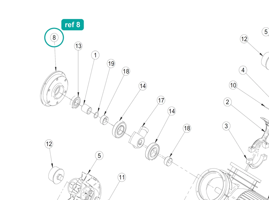 Cover (ref 8) highlighted on the IMER Step-Up 120 parts diagram, Compressor 220V Components – part 3224536