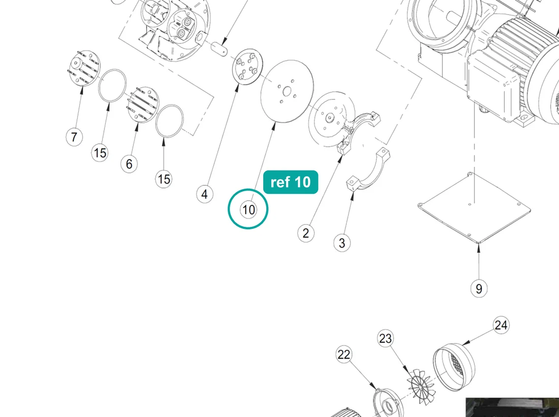 Compressor membrane (ref 10) highlighted on the IMER Step-Up 120 parts diagram, Compressor 220V Components – part 3224539