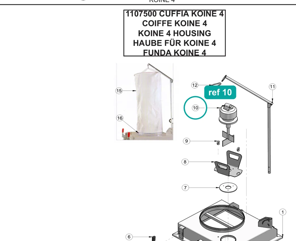 Probe (ref 10) highlighted on an IMER parts-book drawing – part 3224555