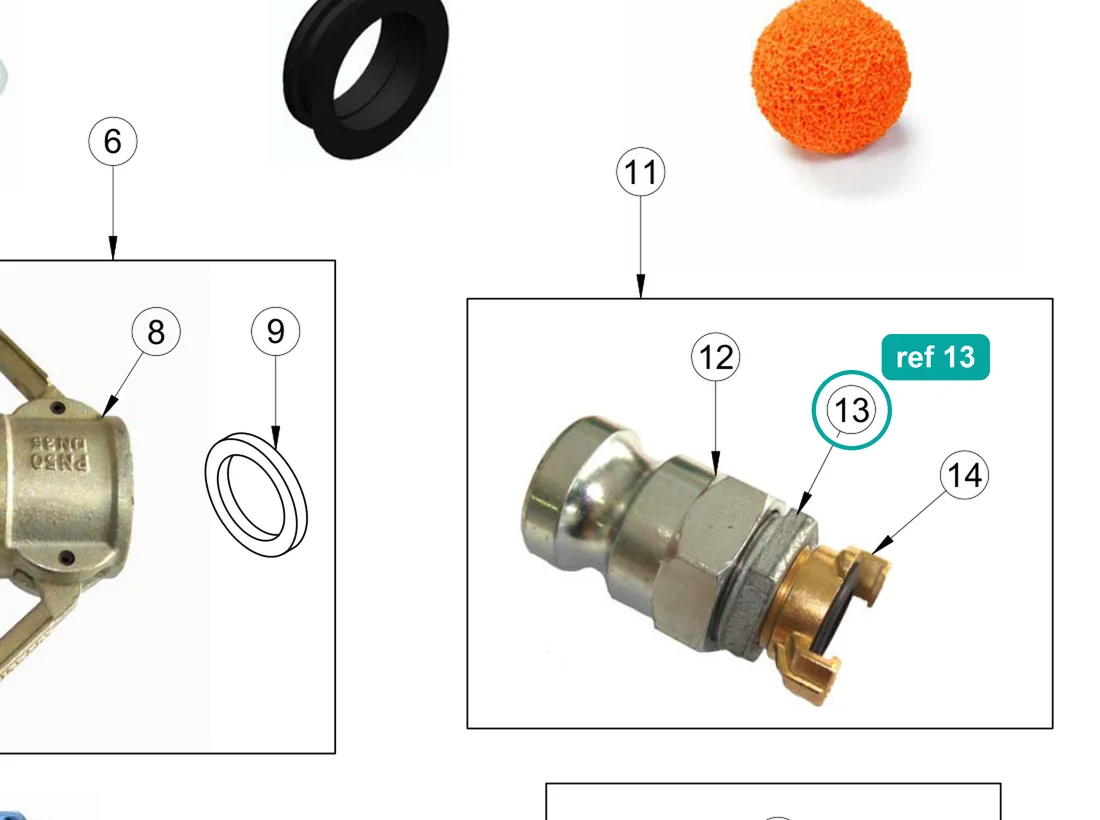 Reduction m. 1-1/4" f. 1" (ref 13) highlighted on the IMER Koine 4 parts diagram, Standard Supply Accessories – part 3224622