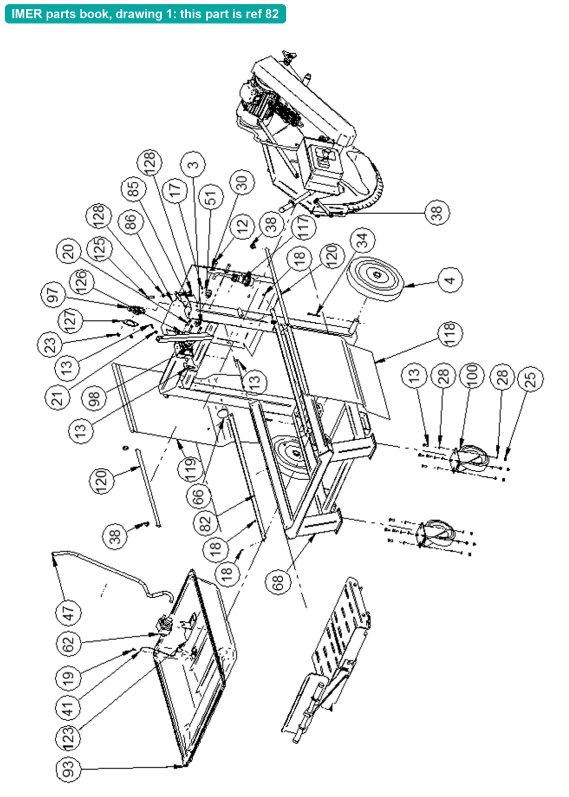 Guide Bar for IMER Masonry 750 Plus (IMER parts book drawing 1, ref 82)