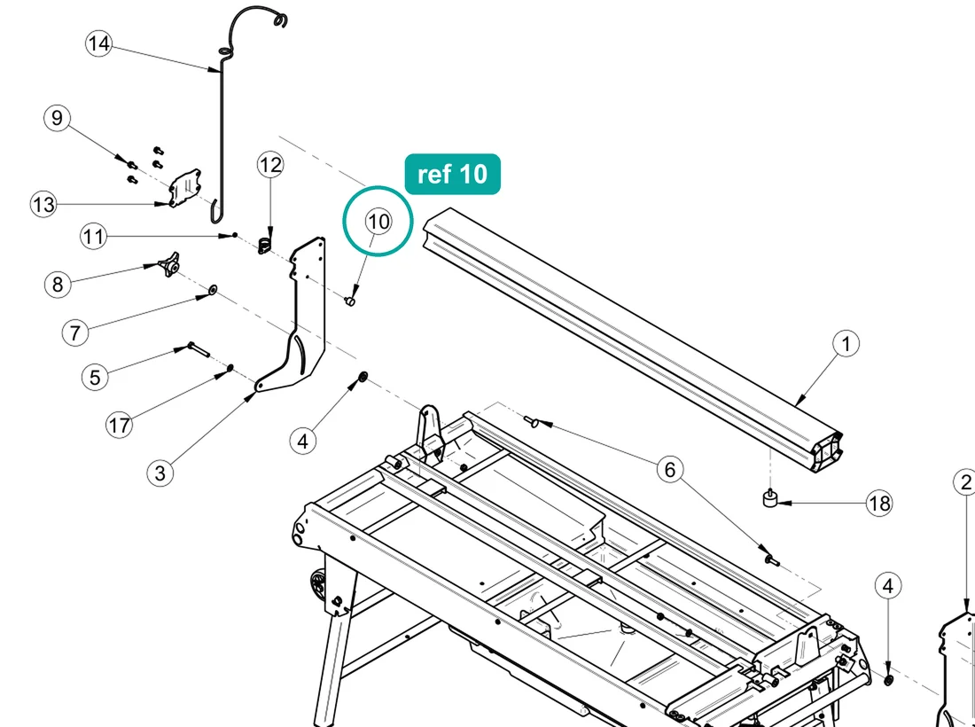 Vibration damper GN 17 0315 arteflex 70 shore, ref 10, on the IMER Combicut 350 iPower drawing