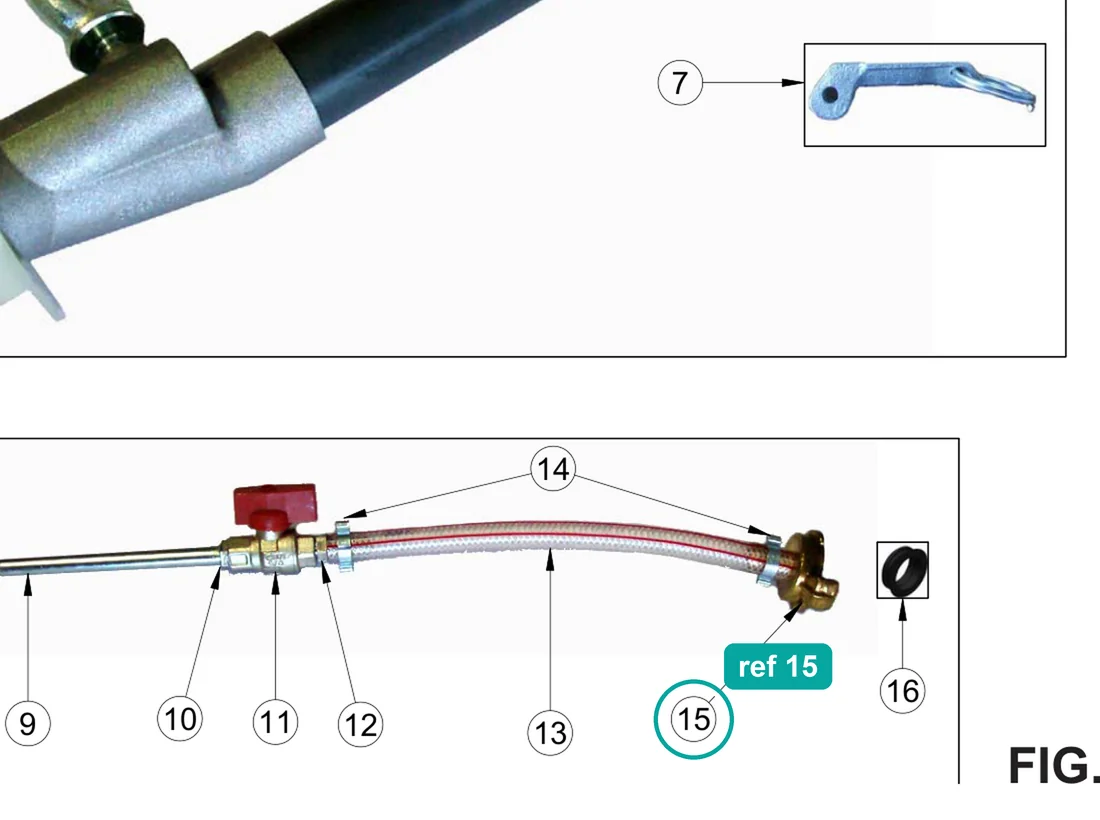 Quick coupling D.10 (ref 15) highlighted on the IMER Koine 4 parts diagram, Spray Jet – part 3224818