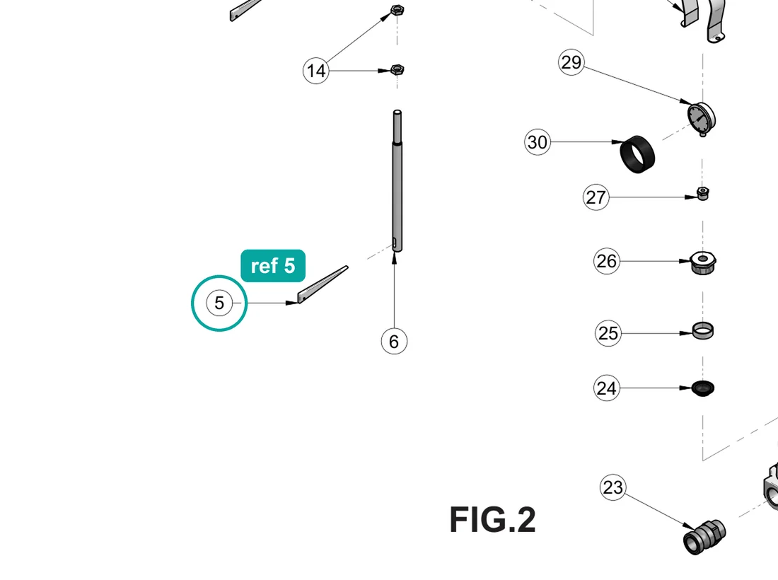 Clamping cones (ref 5) highlighted on the IMER Koine 4 parts diagram, Mixing Chamber – part 3224955