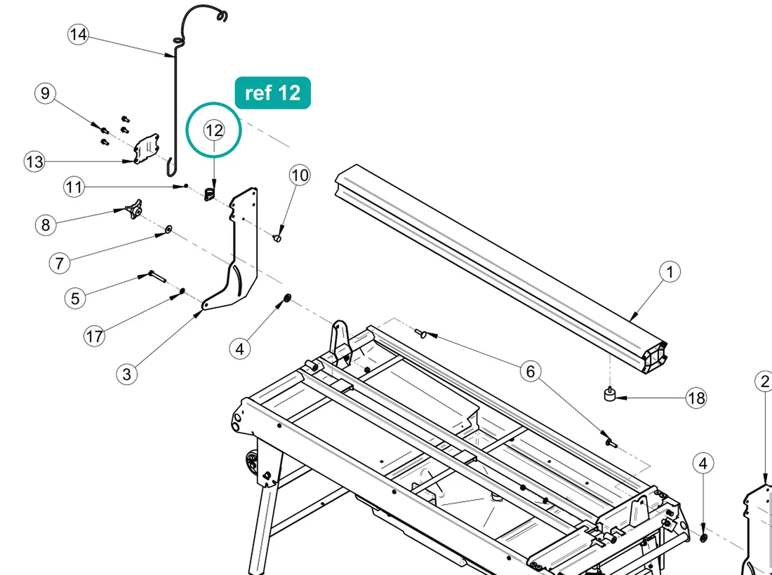 Clamp (ref 12) highlighted on the IMER Combicut 350 iPower parts diagram, Arm Assembly – part 3224960