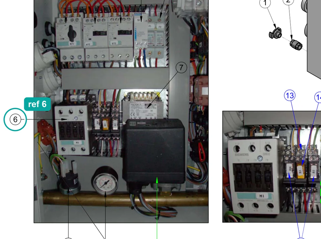 Contactor 18.5 KW 24 VAC, ref 6, on the IMER Koine 4 drawing
