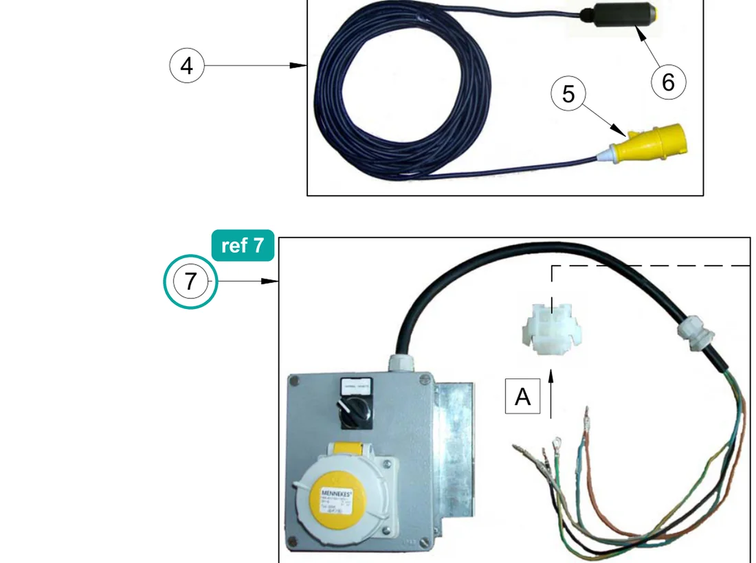 Electrical equipment kit (ref 7) highlighted on the IMER Koine 4 parts diagram, Self-Levelling Kit (1107091) – part 3225366