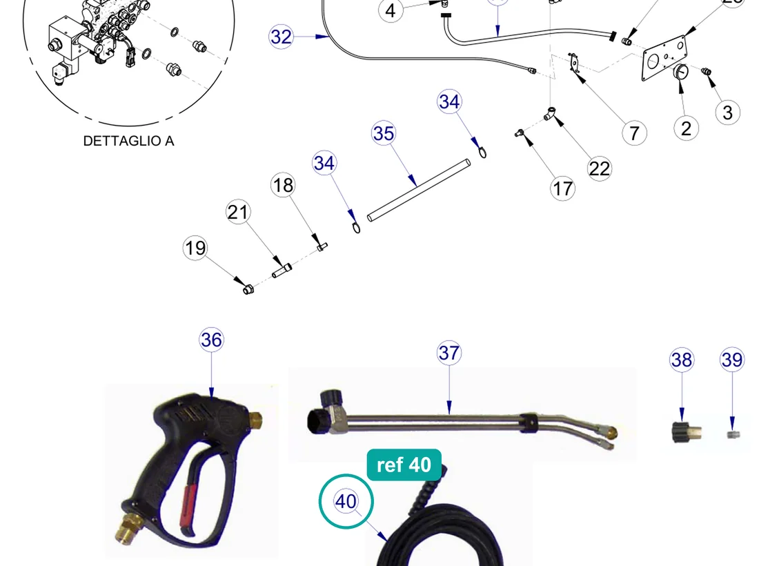 Hose R1 5/16 10M, ref 40, on the IMER Prestige 300 drawing