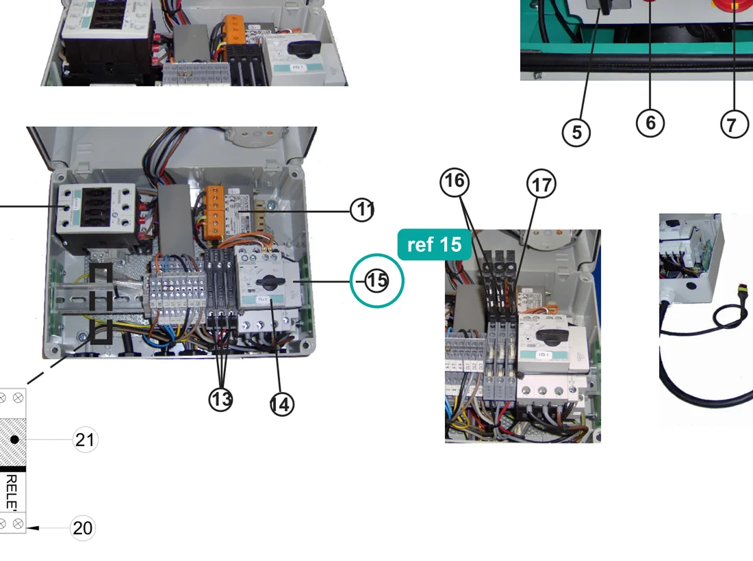 Release coil, ref 15, on the IMER Step-Up 120 drawing
