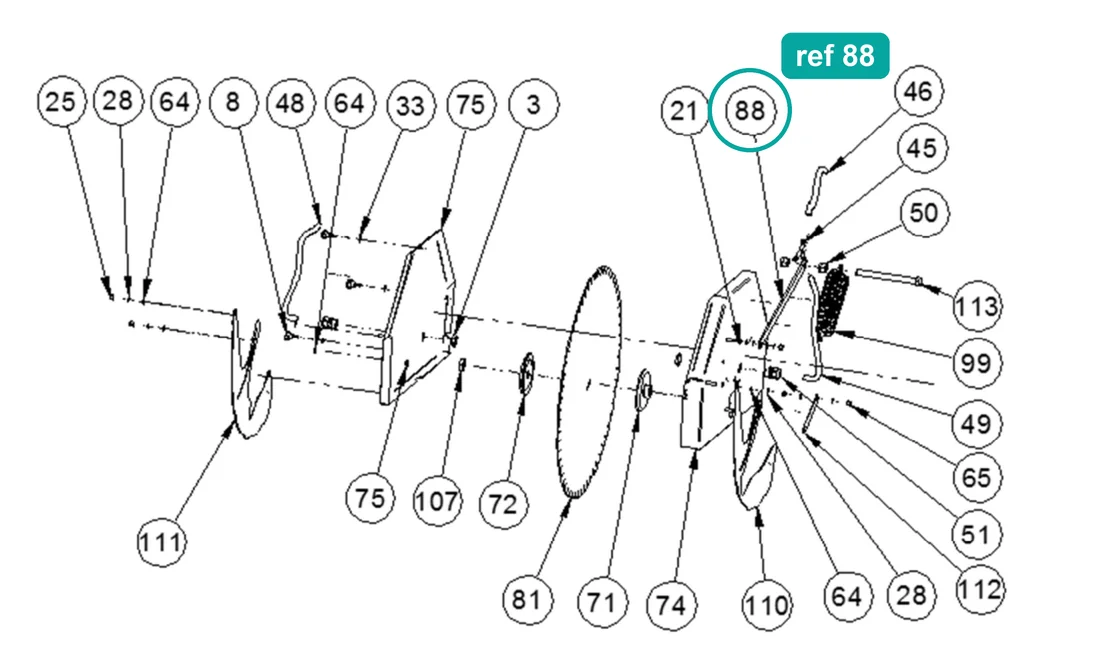 Head Movement Rod for IMER Masonry 750 Plus — IMER parts diagram, ref 88