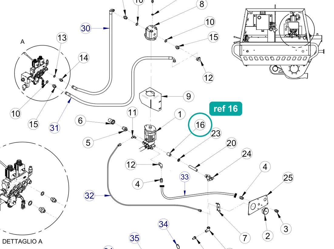Threaded sleeve 1/2" f. L.35mm (ref 16) highlighted on the IMER Prestige 300 parts diagram, Water Cleaner Pump Kit (1107208) – part 3225727