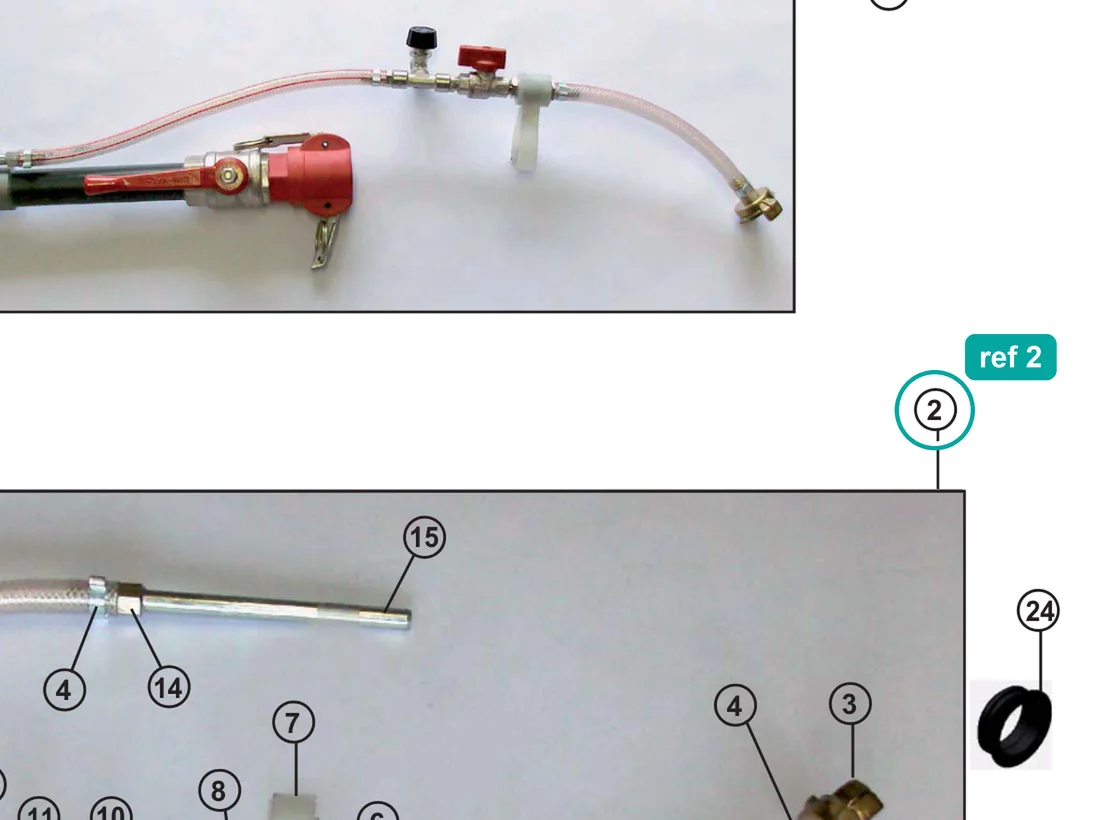 Complete air hose for sprayer (ref 2) highlighted on an IMER parts-book drawing – part 3225832