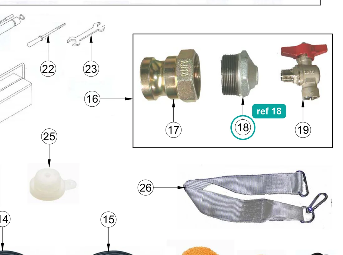 Reduction M.2" F.1/2" Cast Iron Z for IMER Prestige 300 — IMER parts diagram, ref 18