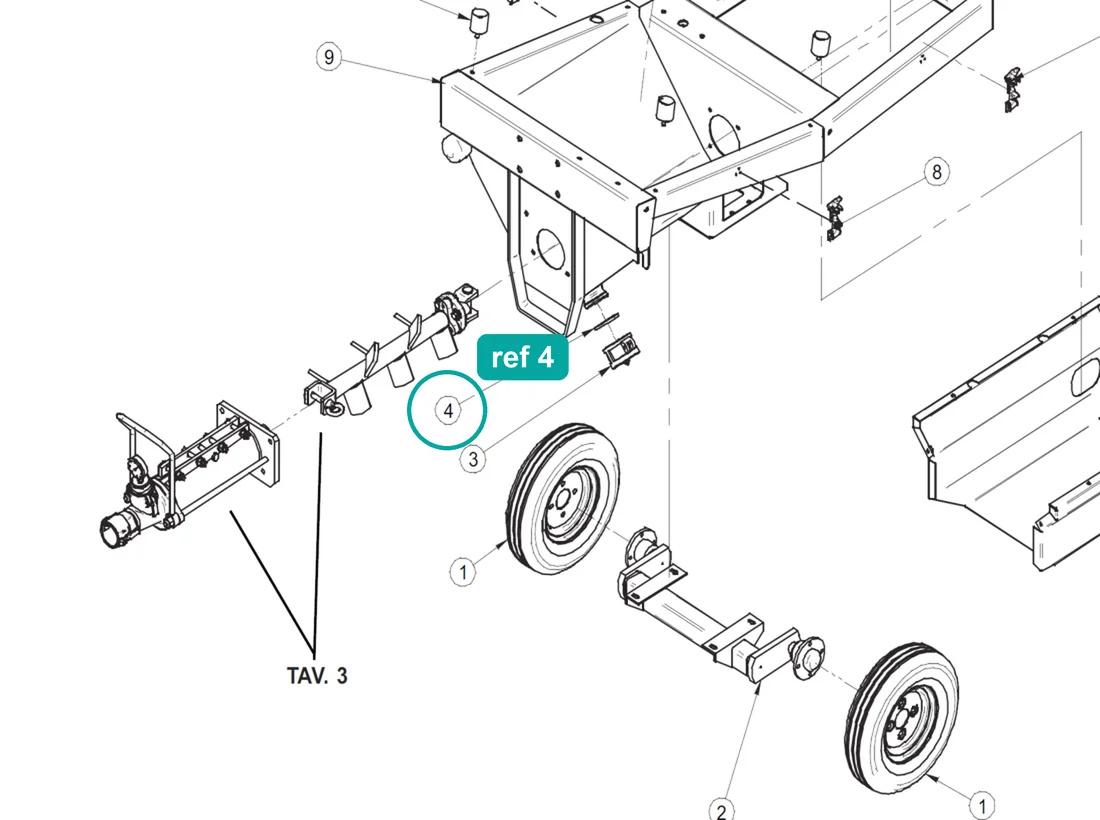 Seal cam coupling DN65 (ref 4) highlighted on an IMER parts-book drawing – part 3225891