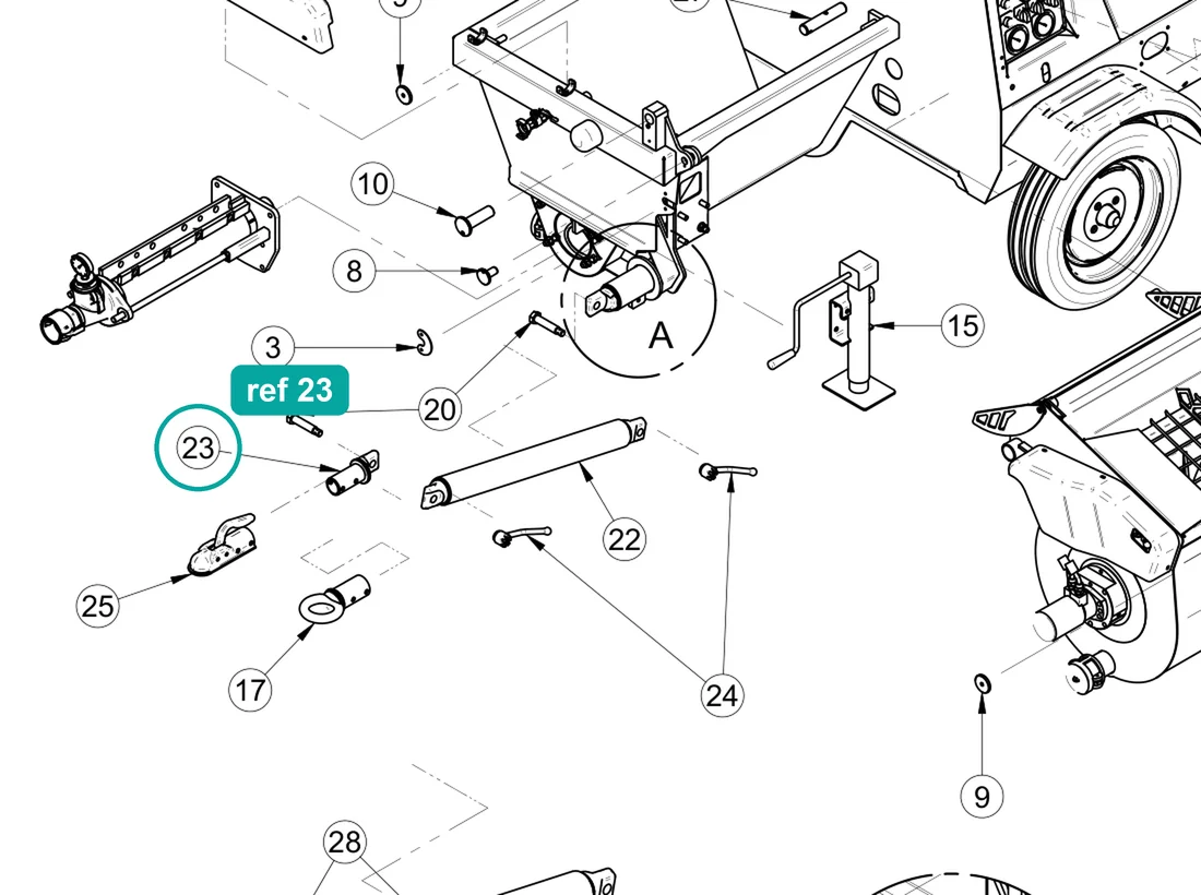 Towing Head Connection for IMER Step-Up 120 and Prestige 300 — IMER parts diagram, ref 23